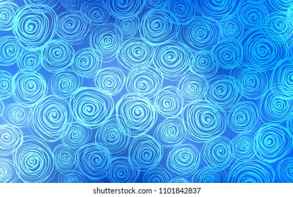 Light BLUE vector abstract doodle pattern. Roses on elegant natural pattern with gradient. The pattern can be used for wallpapers and coloring books.