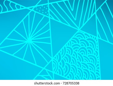 Light BLUE vector abstract doodle template. An elegant bright illustration with lines in Natural style. The pattern can be used for wallpapers and coloring books.