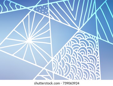 Light BLUE vector abstract doodle template. An elegant bright illustration with lines in Natural style. The elegant pattern can be used as a part of a brand book.