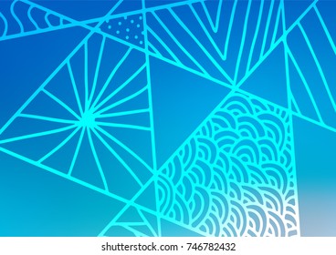 Light BLUE vector abstract doodle pattern. Doodles on blurred abstract background with gradient. Hand painted design for web, wrapping, wallpaper.
