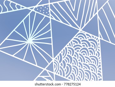 Light BLUE vector abstract doodle background. A vague abstract illustration with doodles in Indian style. The pattern can be used for heads of websites and designs.