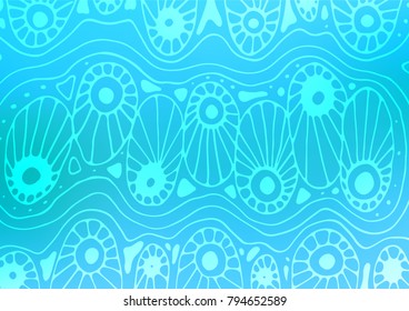 Light BLUE vector abstract doodle texture. Colorful abstract illustration with lines in Asian style. A completely new design for your business.