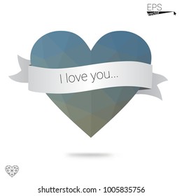 Light BLUE vector abstract glitter heart shape on white background in love concept for valentine's day with sweet and romantic moment. Polygonal design for your business.