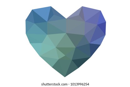 Light BLUE vector abstract glitter heart shape on white background in love concept for valentine's day with sweet and romantic moment. Polygonal design for your business.