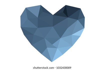 Light BLUE vector abstract glitter heart shape on white background in love concept for valentine's day with sweet and romantic moment. Polygonal design for your business.
