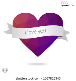 Light BLUE vector abstract glitter heart shape on white background in love concept for valentine's day with sweet and romantic moment. Polygonal design for your business.