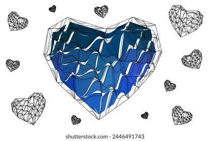 Light BLUE vector abstract glitter heart shape on white background in love concept for valentine's day with sweet and romantic moment. Polygonal design for your business.