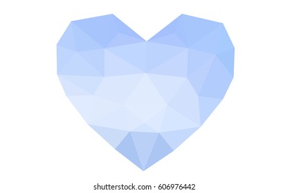 Light BLUE vector abstract glitter heart shape on white background in love concept for valentine's day with sweet and romantic moment. Polygonal design for your business.