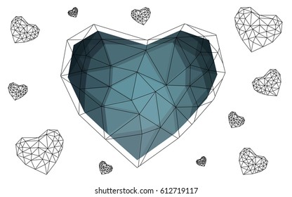 Light BLUE vector abstract glitter heart shape on white background in love concept for valentine's day with sweet and romantic moment. Polygonal design for your business.