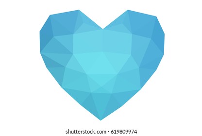 Light BLUE vector abstract glitter heart shape on white background in love concept for valentine's day with sweet and romantic moment. Polygonal design for your business.