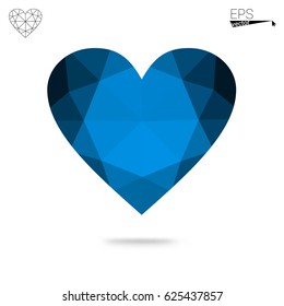 Light BLUE vector abstract glitter heart shape on white background in love concept for valentine's day with sweet and romantic moment. Polygonal design for your business.