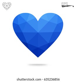 Light BLUE vector abstract glitter heart shape on white background in love concept for valentine's day with sweet and romantic moment. Polygonal design for your business.