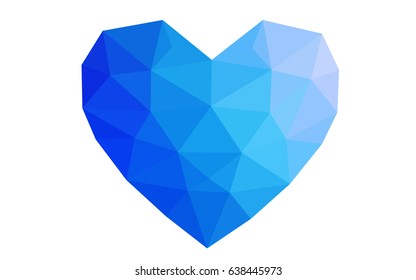 Light BLUE vector abstract glitter heart shape on white background in love concept for valentine's day with sweet and romantic moment. Polygonal design for your business.