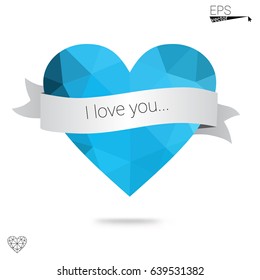 Light BLUE vector abstract glitter heart shape on white background in love concept for valentine's day with sweet and romantic moment. Polygonal design for your business.