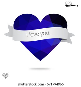 Light BLUE vector abstract glitter heart shape on white background in love concept for valentine's day with sweet and romantic moment. Polygonal design for your business.