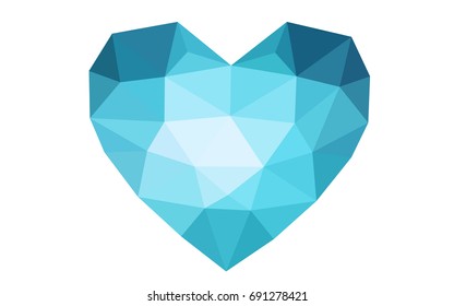 Light BLUE vector abstract glitter heart shape on white background in love concept for valentine's day with sweet and romantic moment. Polygonal design for your business.