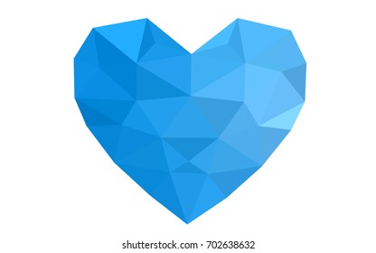 Light BLUE vector abstract glitter heart shape on white background in love concept for valentine's day with sweet and romantic moment. Polygonal design for your business.