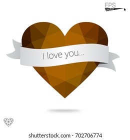 Light BLUE vector abstract glitter heart shape on white background in love concept for valentine's day with sweet and romantic moment. Polygonal design for your business.