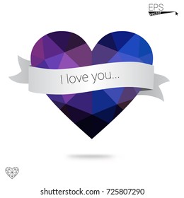 Light BLUE vector abstract glitter heart shape on white background in love concept for valentine's day with sweet and romantic moment. Polygonal design for your business.