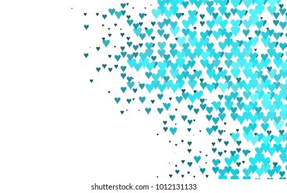 Light BLUE vector abstract lovely pattern with Hearts on white background. Happy Valentine's Day Greeting Card with small hearts. Stock template for your romantic ad, leaflet, banner.