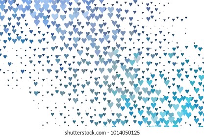 Light BLUE vector abstract lovely pattern with Hearts on white background. Happy Valentine's Day Greeting Card with small hearts. Stock template for your romantic ad, leaflet, banner.