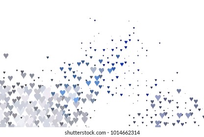Light BLUE vector abstract lovely pattern with Hearts on white background. Happy Valentine's Day Greeting Card with small hearts. Stock template for your romantic ad, leaflet, banner.