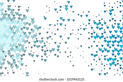 Light BLUE vector abstract lovely pattern with Hearts on white background. Happy Valentine's Day Greeting Card with small hearts. Stock template for your romantic ad, leaflet, banner.