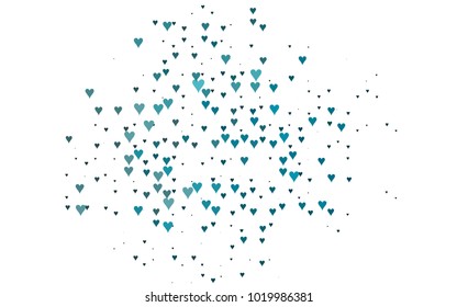 Light BLUE vector abstract lovely pattern with Hearts on white background. Happy Valentine's Day Greeting Card with small hearts. Stock template for your romantic ad, leaflet, banner.