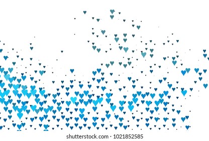 Light BLUE vector abstract lovely pattern with Hearts on white background. Happy Valentine's Day Greeting Card with small hearts. Stock template for your romantic ad, leaflet, banner.