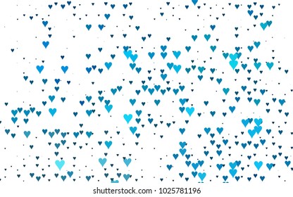 Light BLUE vector abstract lovely pattern with Hearts on white background. Happy Valentine's Day Greeting Card with small hearts. Stock template for your romantic ad, leaflet, banner.