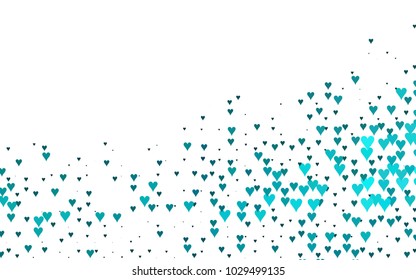 Light BLUE vector abstract lovely pattern with Hearts on white background. Happy Valentine's Day Greeting Card with small hearts. Stock template for your romantic ad, leaflet, banner.