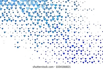 Light BLUE vector abstract lovely pattern with Hearts on white background. Happy Valentine's Day Greeting Card with small hearts. Stock template for your romantic ad, leaflet, banner.