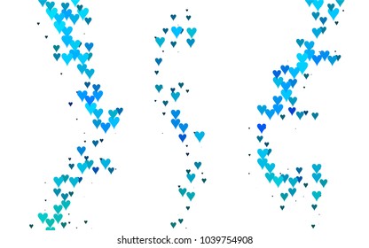 Light BLUE vector abstract lovely pattern with Hearts on white background. Happy Valentine's Day Greeting Card with small hearts. Stock template for your romantic ad, leaflet, banner.