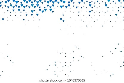 Light BLUE vector abstract lovely pattern with Hearts on white background. Happy Valentine's Day Greeting Card with small hearts. Stock template for your romantic ad, leaflet, banner.