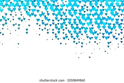 Light BLUE vector abstract lovely pattern with Hearts on white background. Happy Valentine's Day Greeting Card with small hearts. Stock template for your romantic ad, leaflet, banner.