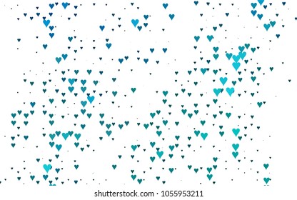 Light BLUE vector abstract lovely pattern with Hearts on white background. Happy Valentine's Day Greeting Card with small hearts. Stock template for your romantic ad, leaflet, banner.