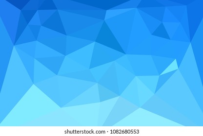 Light BLUE vector abstract mosaic backdrop with a heart in a centre. A sample with polygonal shapes. Brand new design for your business.