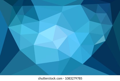 Light BLUE vector abstract mosaic backdrop with a heart in a centre. Illustration in mosaic style with gradient.  Textured pattern for your backgrounds.