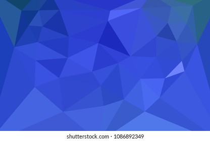 Light BLUE vector abstract mosaic pattern with a heart in a centre. Shining colorful illustration with triangles. Triangular pattern for your design.