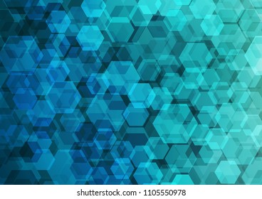 Light BLUE vector abstract mosaic template. hexagonal geometric sample with gradient.  Brand new design for your business.