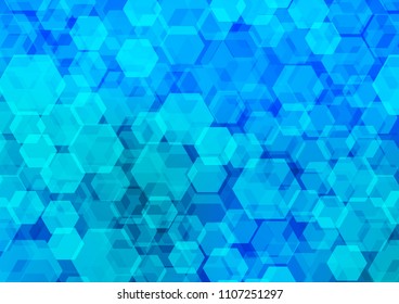 Light BLUE vector abstract mosaic pattern. Modern geometrical abstract illustration with gradient. The best hexagonal design for your business.