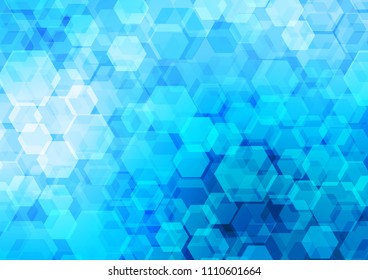Light BLUE vector abstract mosaic pattern. Modern geometrical abstract illustration with gradient. The best hexagonal design for your business.