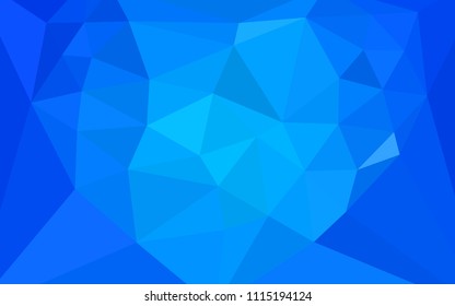 Light BLUE vector abstract mosaic background with a heart in a centre. Polygonal abstract illustration with gradient. Textured pattern for your backgrounds.