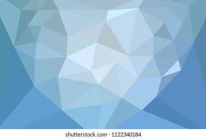 Light BLUE vector abstract mosaic pattern with a heart in a centre. Illustration in mosaic style with gradient.  Template for cell phone's backgrounds.