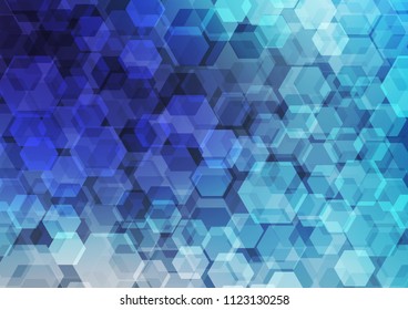 Light BLUE vector abstract mosaic template. Brand new colored illustration in blurry style with gradient. The best hexagonal design for your business.