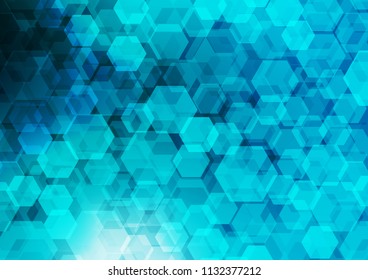 Light BLUE vector abstract mosaic background. Shining illustration, which consist of hexagons. The polygonal design can be used for your web site.