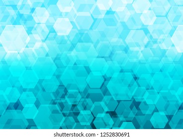 Light BLUE vector abstract mosaic pattern. Shining illustration, which consist of hexagons. The elegant pattern can be used as part of a brand book.