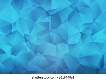 Light BLUE vector abstract mosaic pattern. Triangular geometric sample with gradient.  Brand-new design for your business.