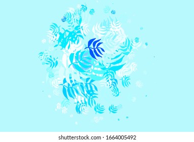 Light BLUE vector abstract pattern with leaves. leaves on blurred abstract background with gradient. Elegant pattern for your brand book.