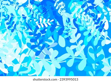 Light BLUE vector abstract pattern with leaves. An elegant bright illustration with leaves in Natural style. Colorful pattern for kid's books.